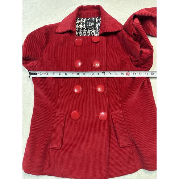 Vintage Anthropolog Luii Red Corduroy Peacoat XL Dble Breasted Retro Mod Jacket - Picture 8 of 8